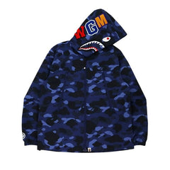 BAPE Color Camo Shark Hoodie Jacket Navy