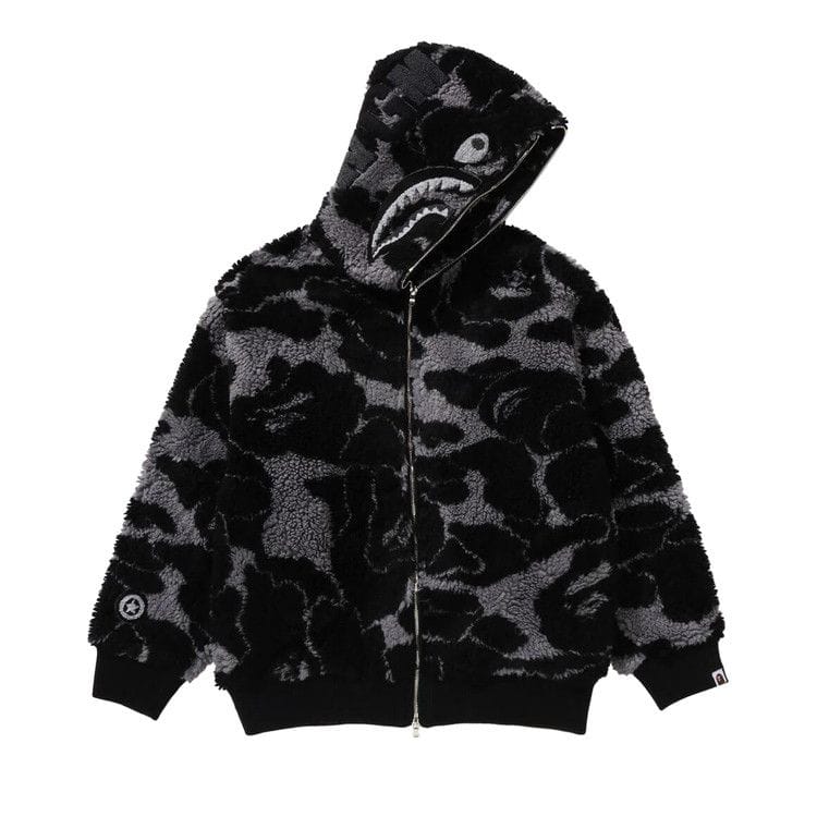BAPE ABC Camo Boa Shark Relaxed Fit Full Zip Hoodie Black
