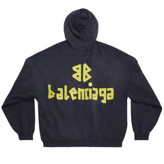 Balenciaga Ripped Pocket Hoodie Washed Black