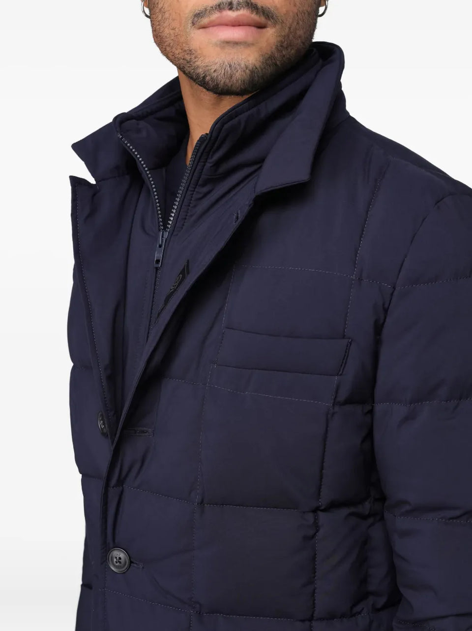 double-front quilted puffer jacket