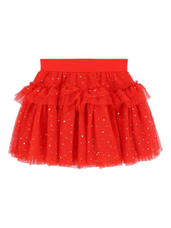 embellished ruffled tulle skirt
