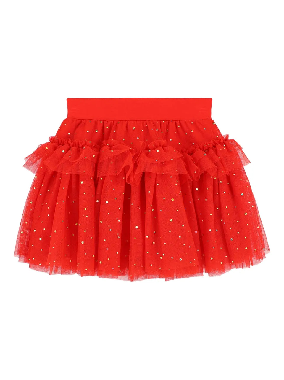 embellished ruffled tulle skirt