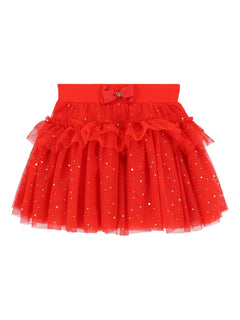 embellished ruffled tulle skirt