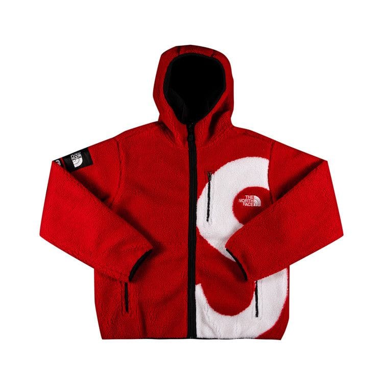 Supreme x The North Face S Logo Hooded Fleece Jacket Red