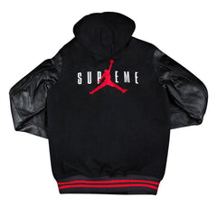 Supreme x Jordan Hooded Varsity Jacket Black