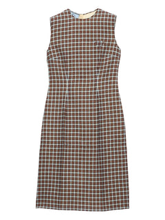 checked-pattern midi dress