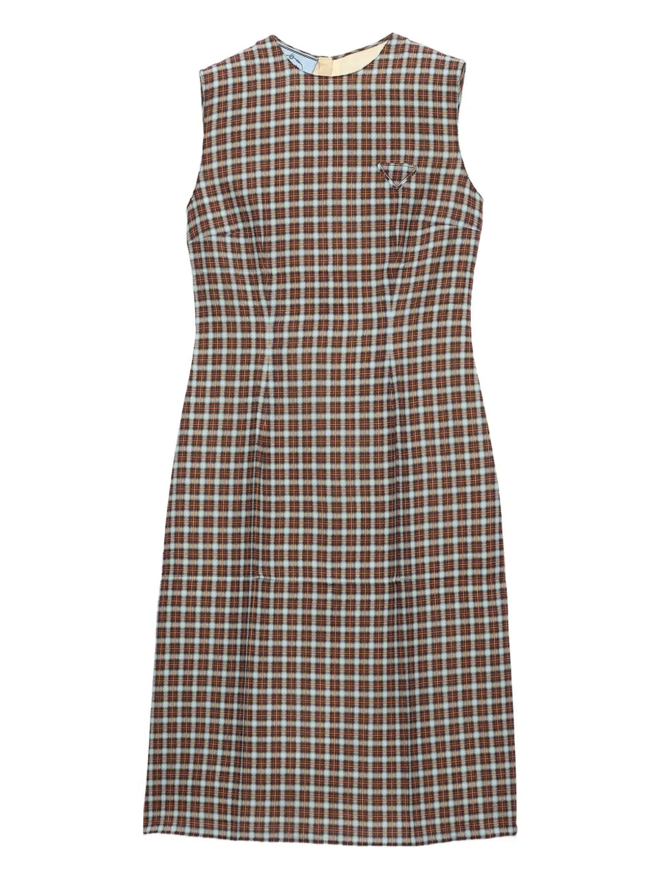 checked-pattern midi dress