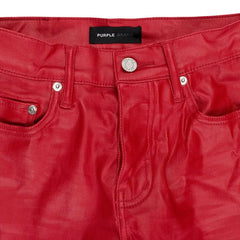 PURPLE BRAND Patent Film Cargo Flare Skinny Jeans Red