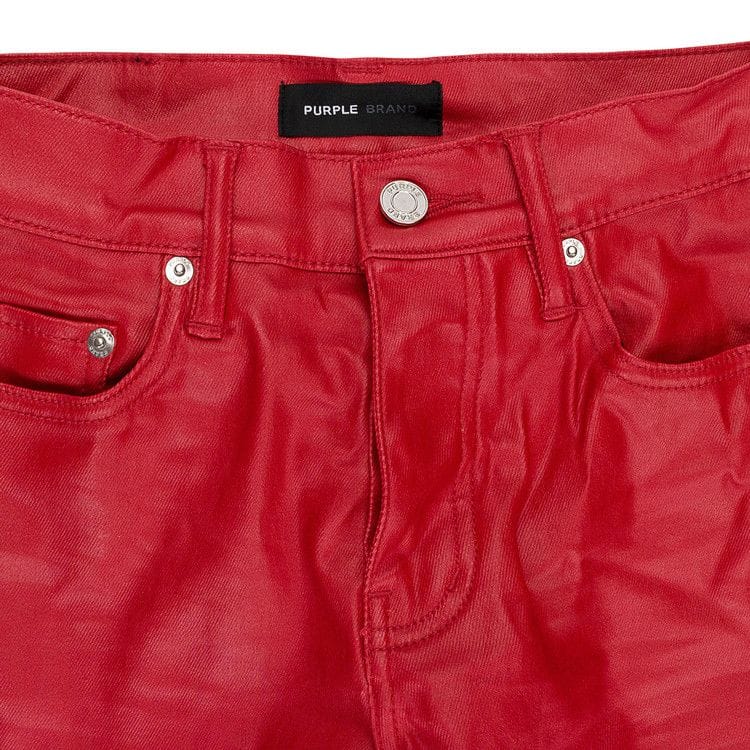 PURPLE BRAND Patent Film Cargo Flare Skinny Jeans Red