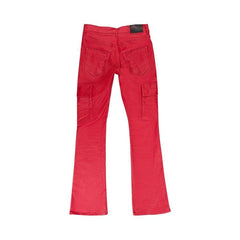 PURPLE BRAND Patent Film Cargo Flare Skinny Jeans Red