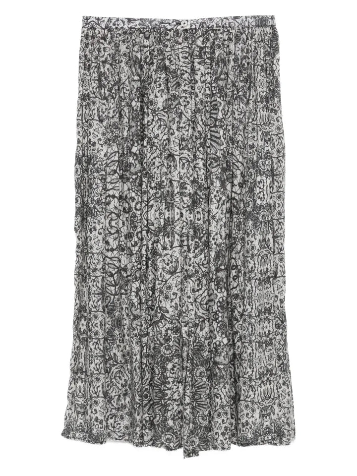 pleated floral-print skirt