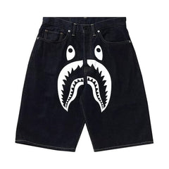 BAPE Shark Denim Shorts Navy/White