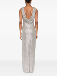 cowl-neck sequin dress