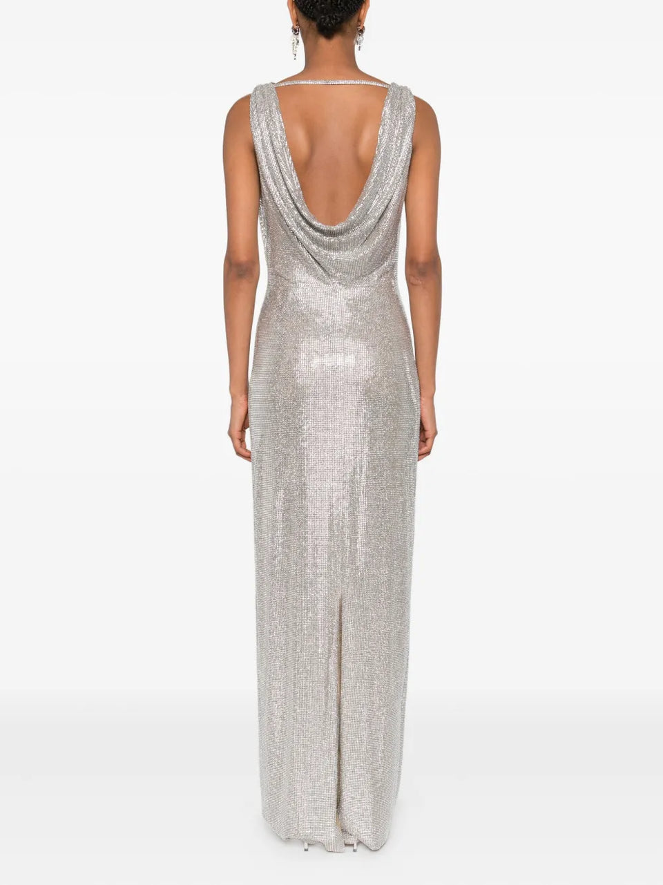 cowl-neck sequin dress