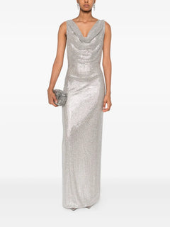 cowl-neck sequin dress