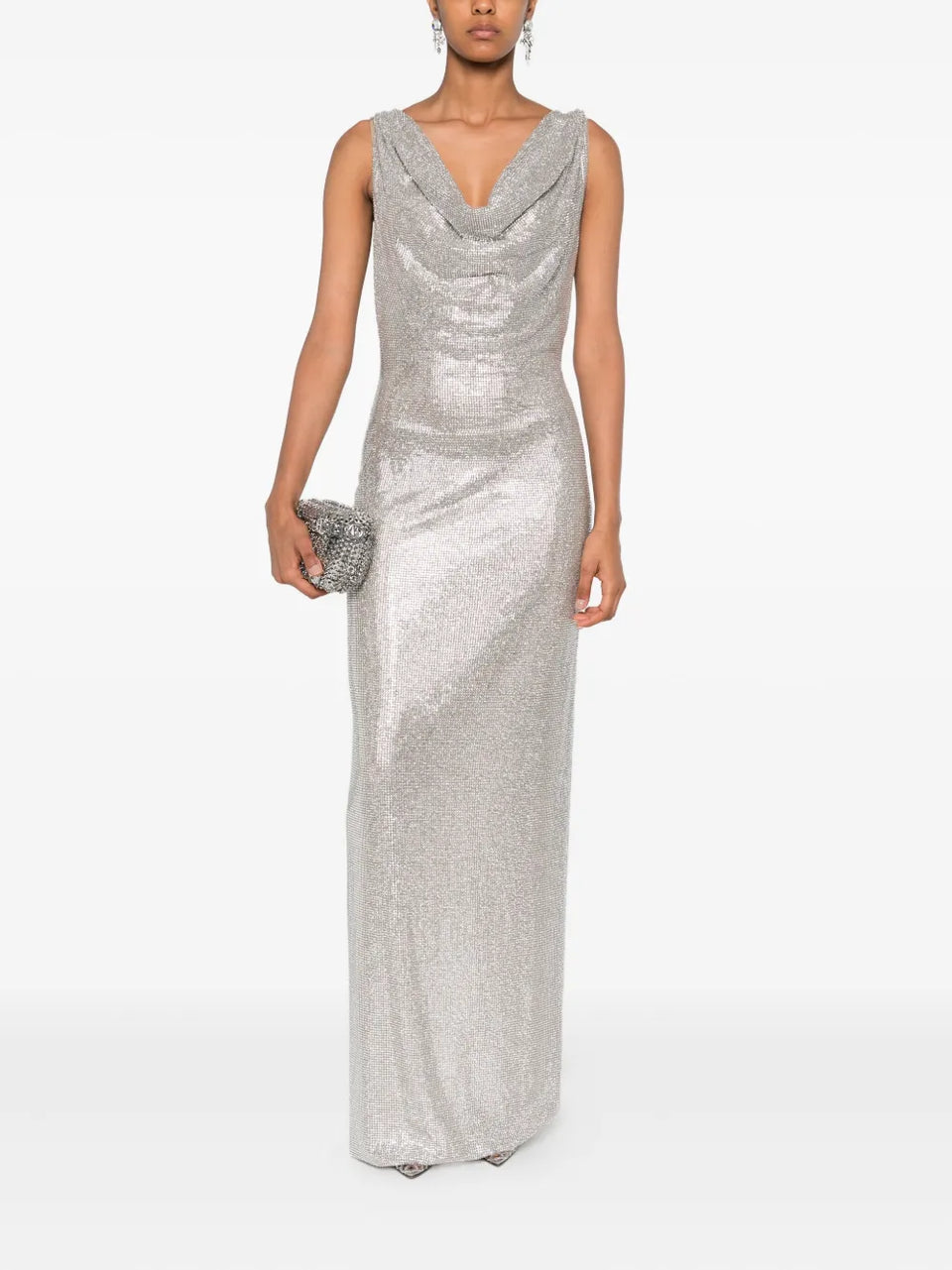 cowl-neck sequin dress