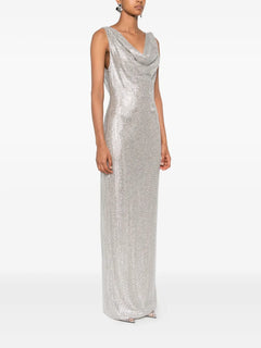 cowl-neck sequin dress