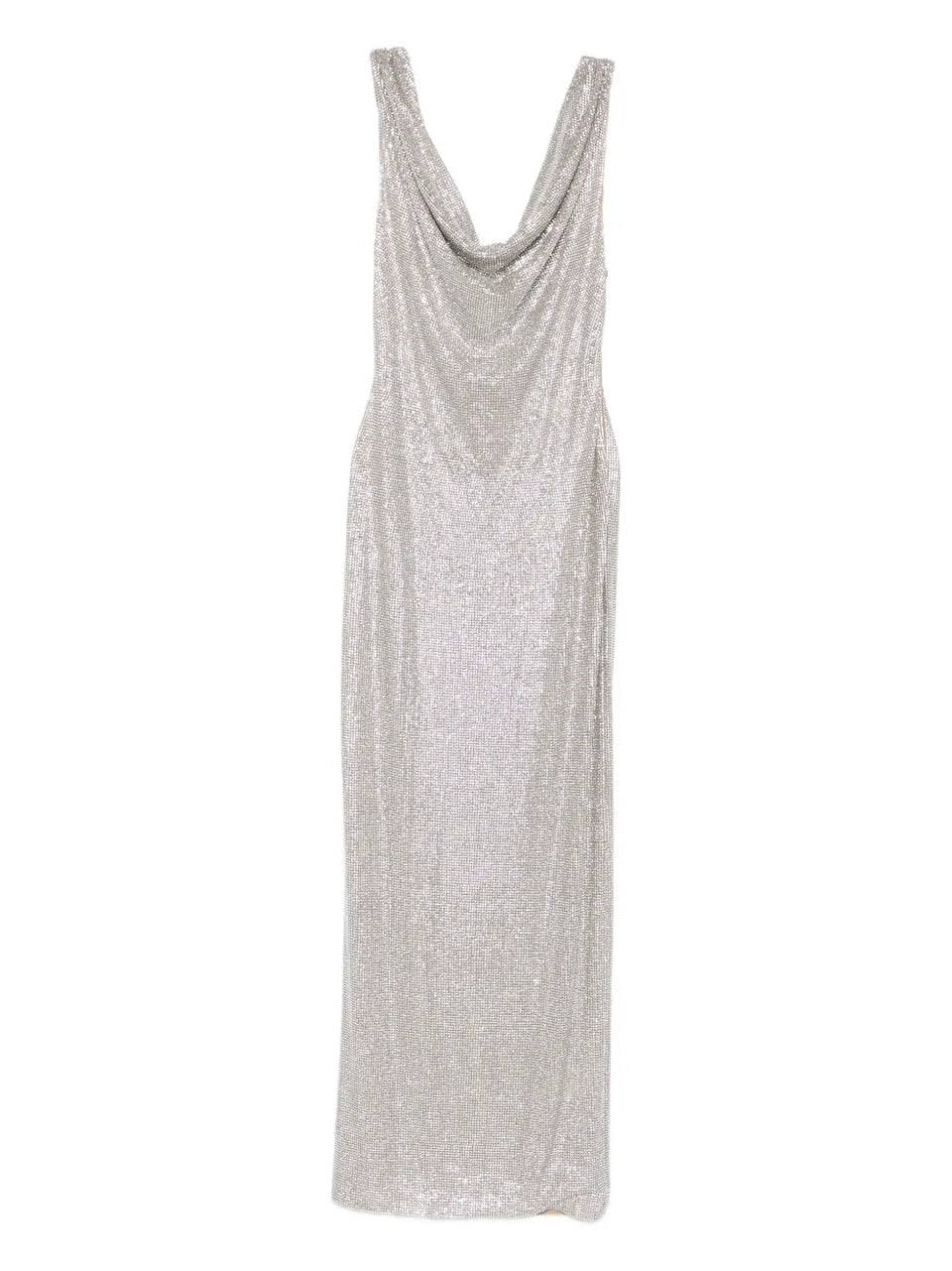 cowl-neck sequin dress