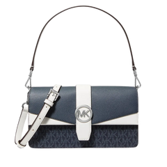 Michael Kors Greenwich Medium Signature Logo Convertible Shoulder Bag Admirl Multi
