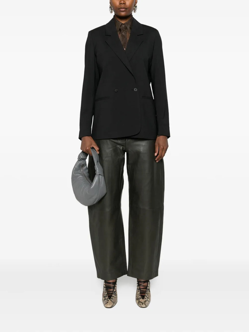 double-breasted patch-pocket blazer