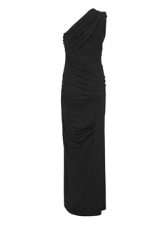draped one-shoulder maxi dress
