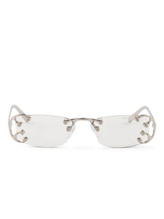 Runway embellished rectangle sunglasses