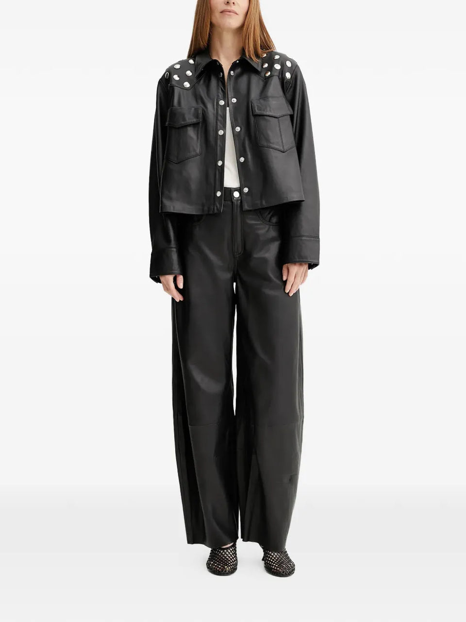 studded-embellished cropped jacket