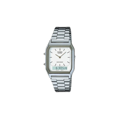 Casio Vintage AQ-230A-7DMQ Quartz White Dial Analog Stainless Steel Watch