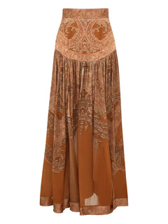 Memento Burnout paisley slit maxi skirt