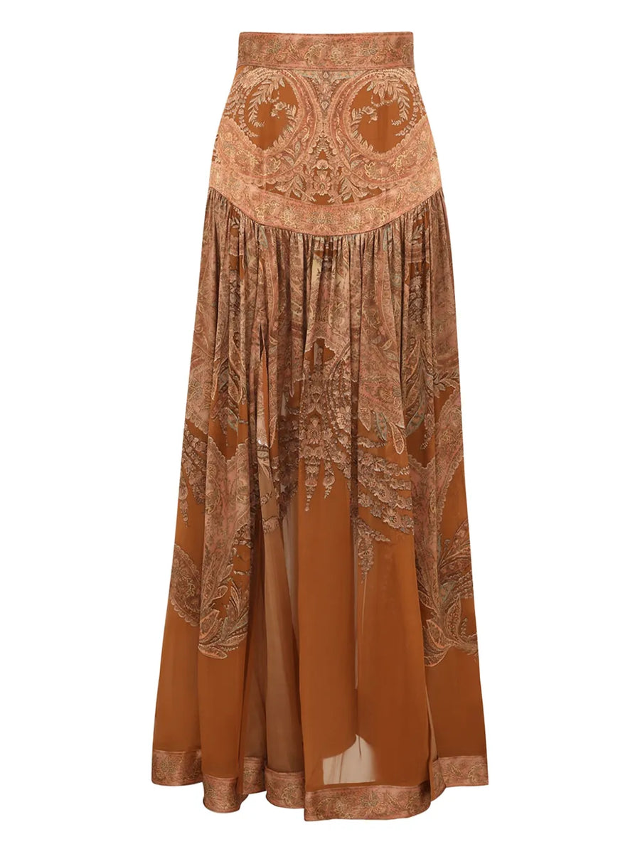 Memento Burnout paisley slit maxi skirt