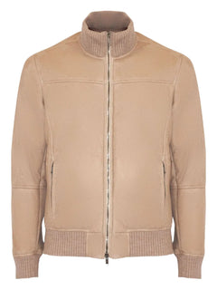 ribbed-trim zip-front jacket
