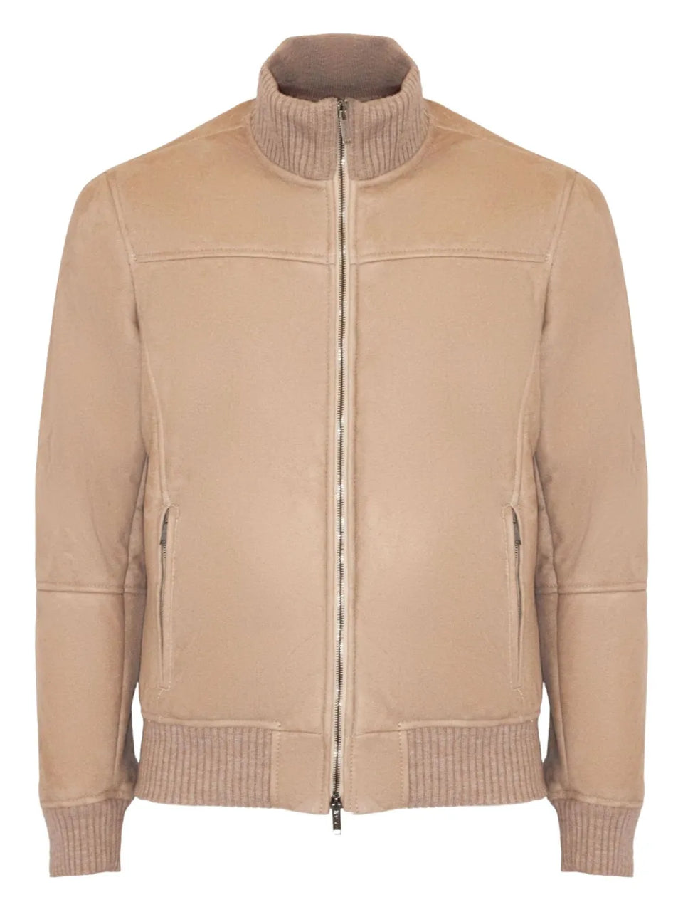 ribbed-trim zip-front jacket