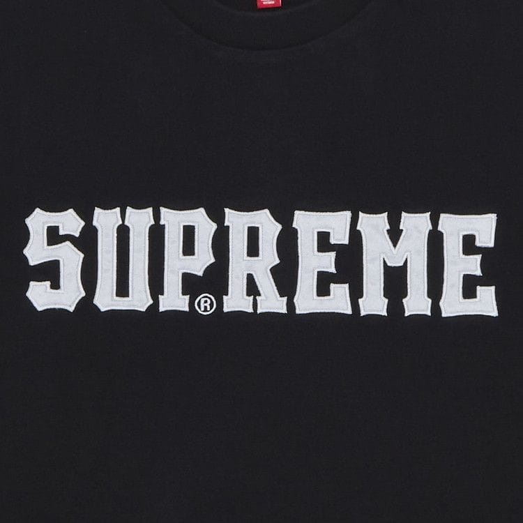 Supreme Twill Appliqué Shorts-Sleeve Top Black