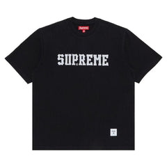 Supreme Twill Appliqué Shorts-Sleeve Top Black