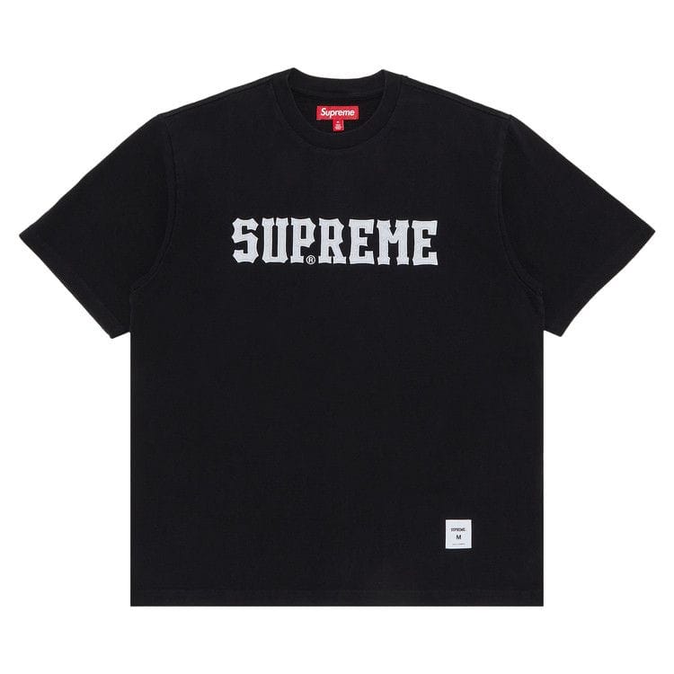 Supreme Twill Appliqué Shorts-Sleeve Top Black