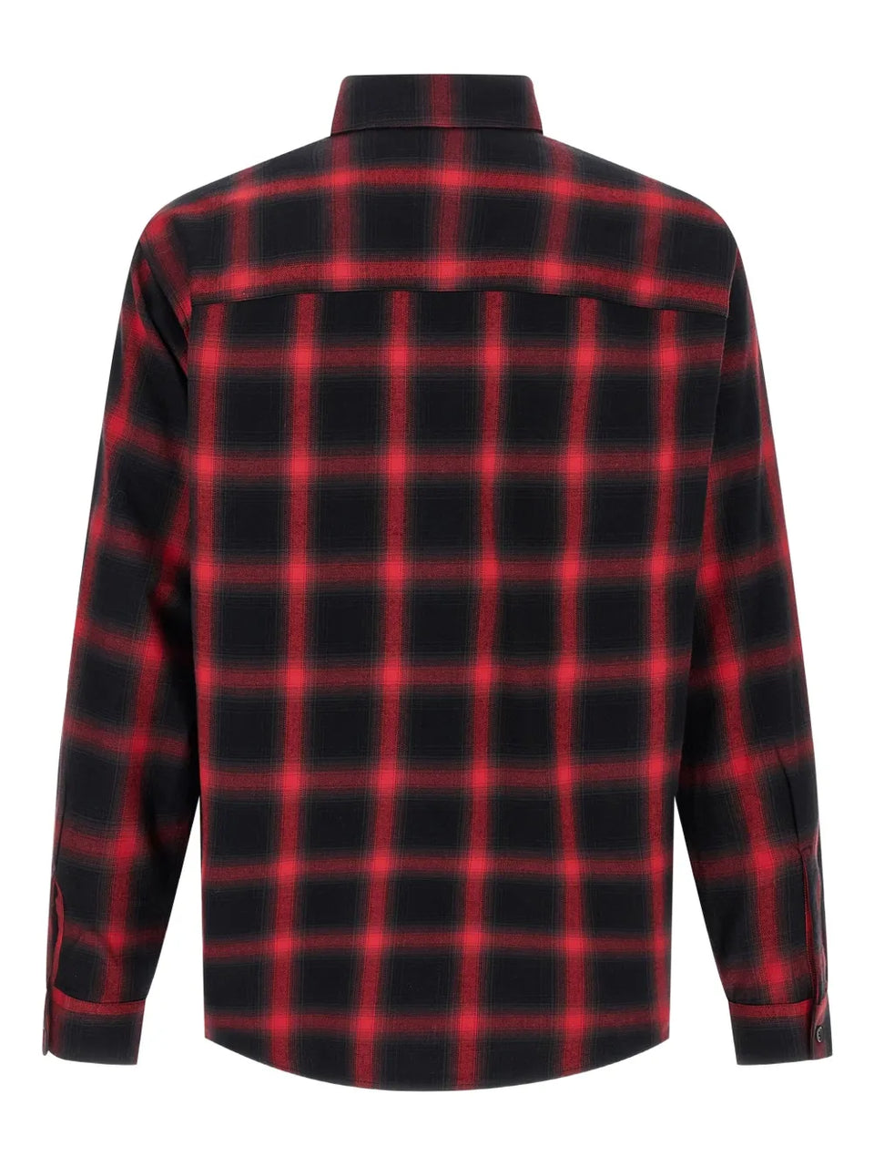 check-pattern logo-embroidered shirt