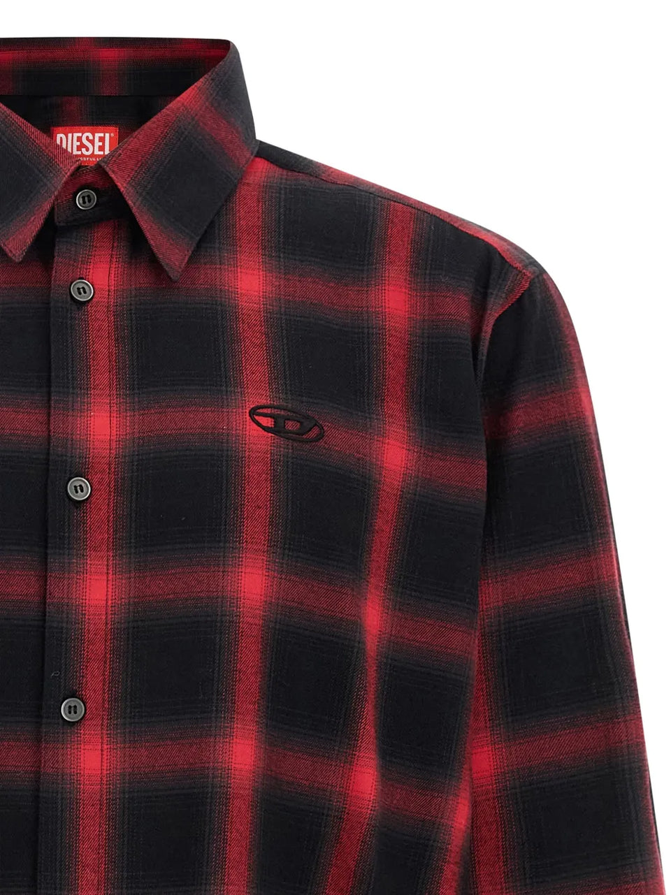 check-pattern logo-embroidered shirt