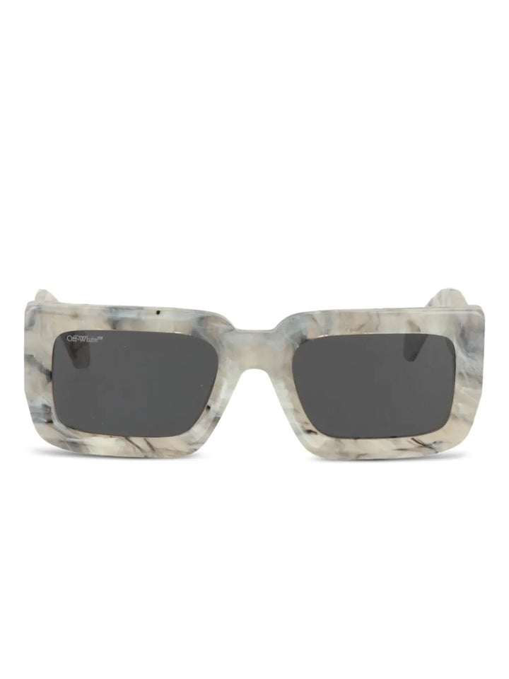 marble-effect square-frame sunglasses