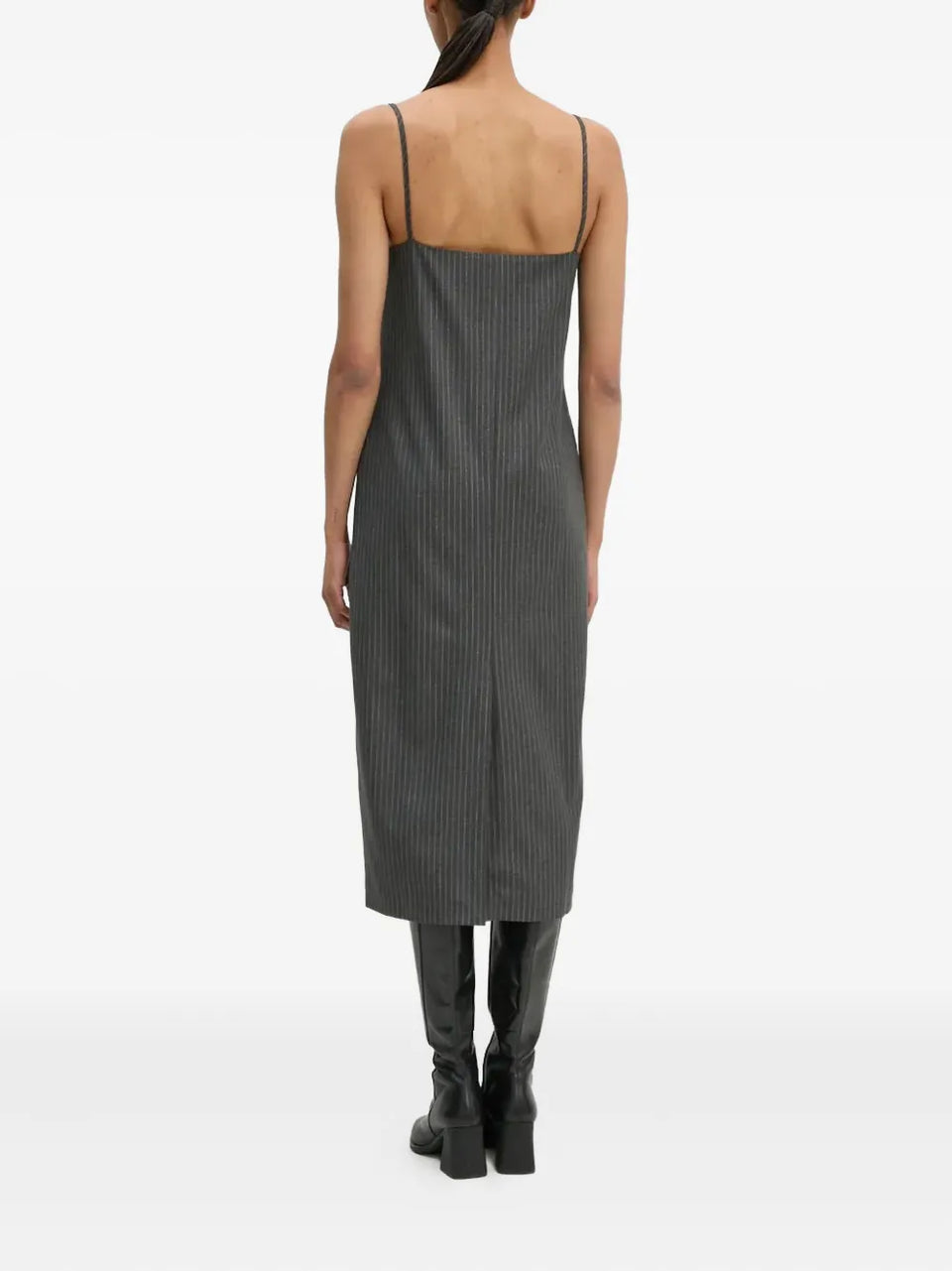 striped V-neck dress
