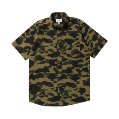 BAPE 1st Camo Button Down Shorts-Sleeve Shirt Green