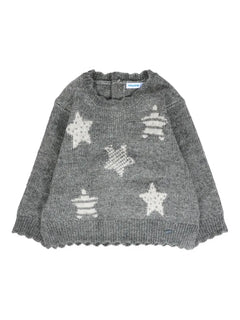 star-pattern scalloped-hem sweater