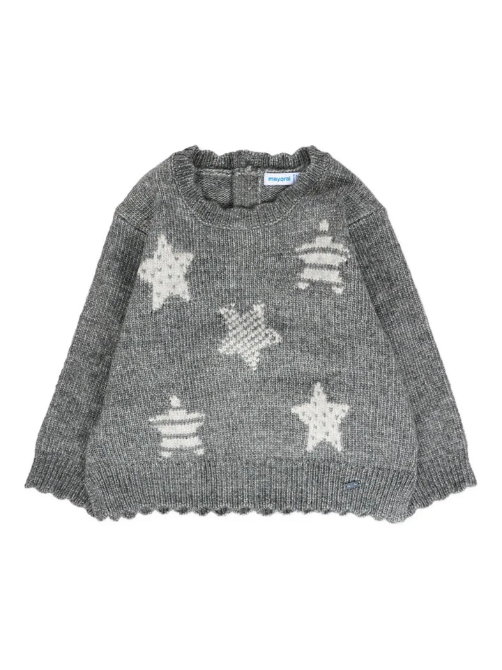 star-pattern scalloped-hem sweater