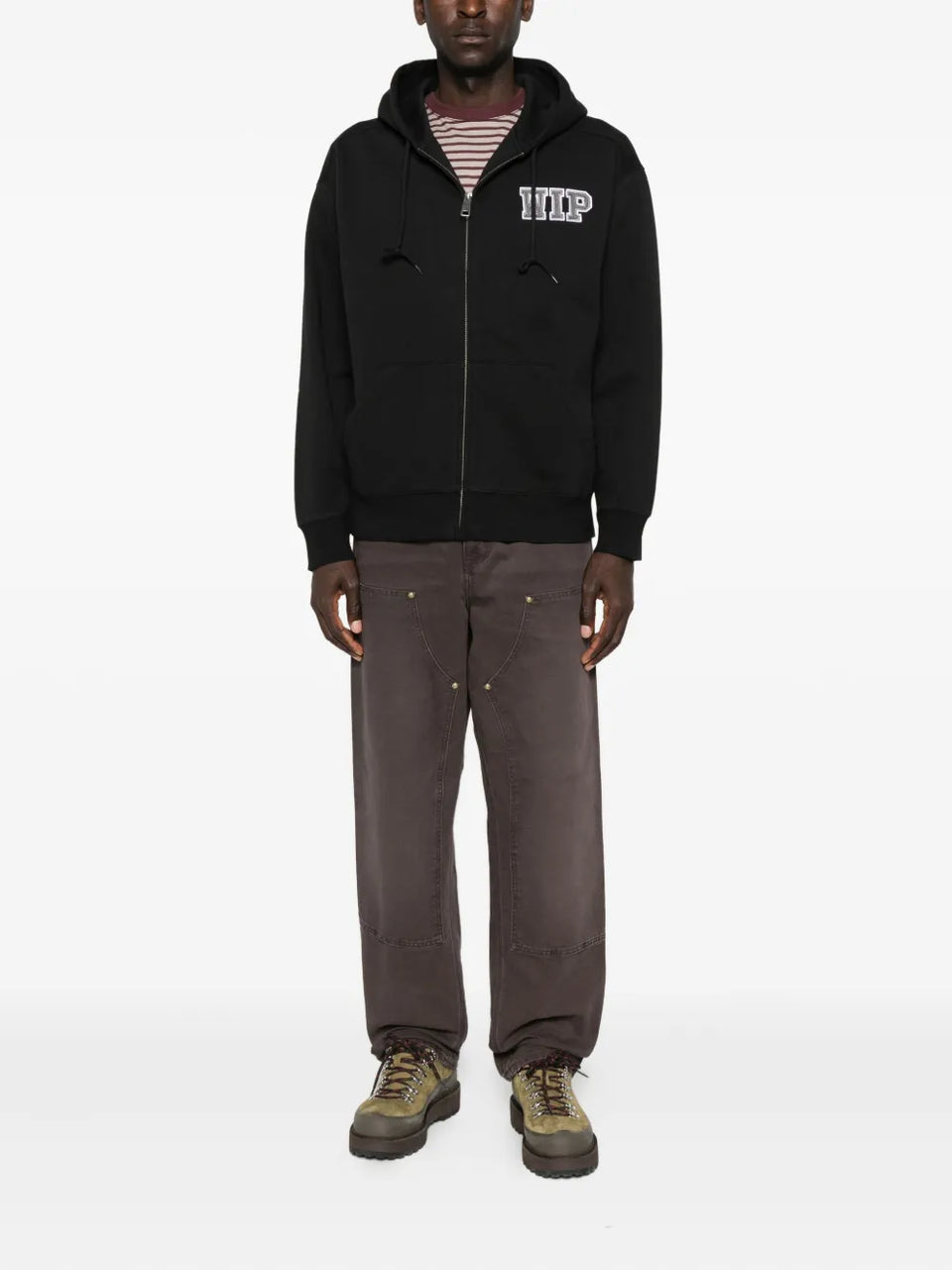 logo-embroidered zip-up Hoodie