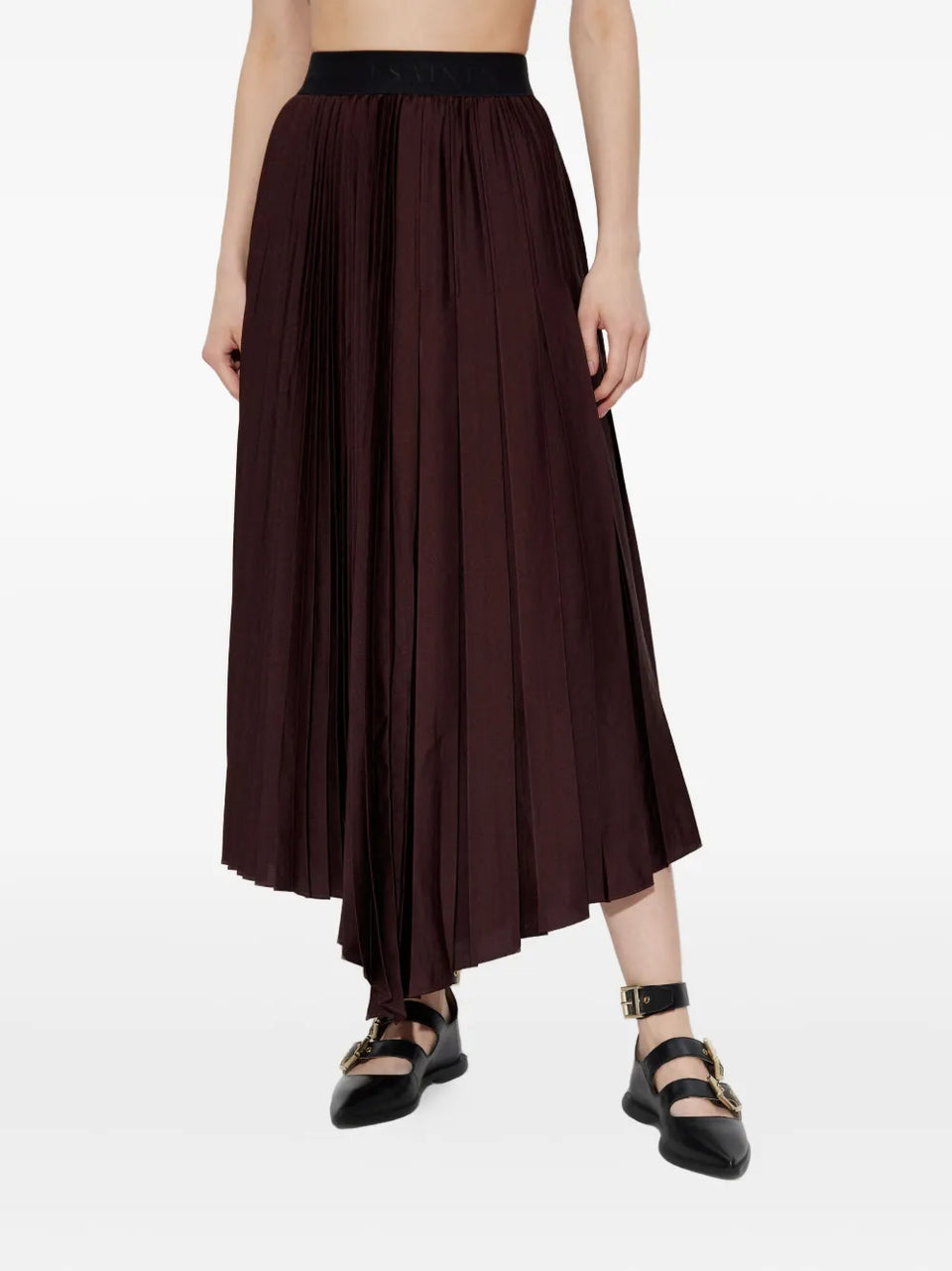 Jax pleated asymmetric skirt