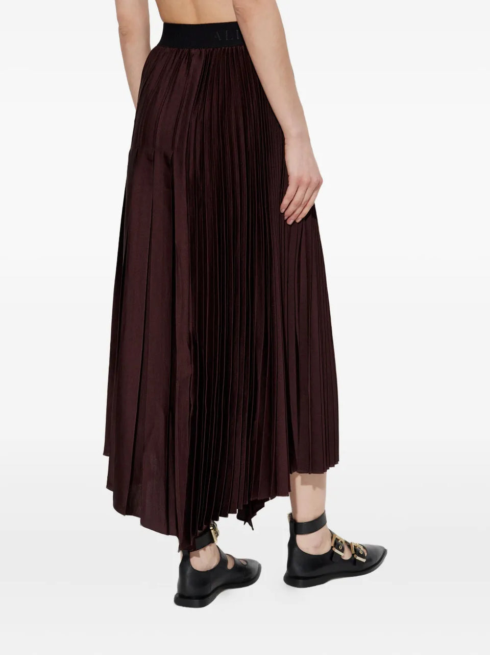 Jax pleated asymmetric skirt