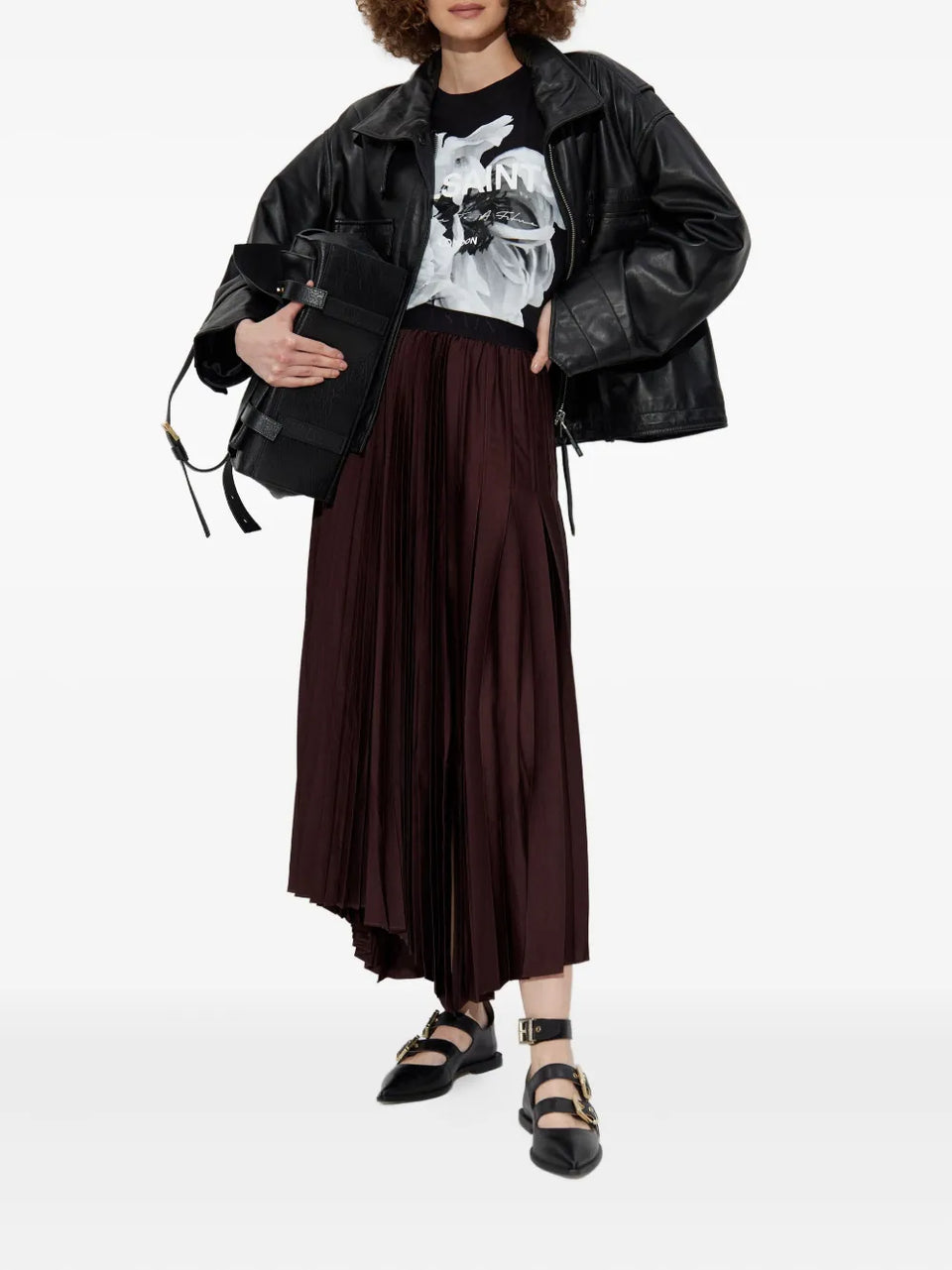 Jax pleated asymmetric skirt