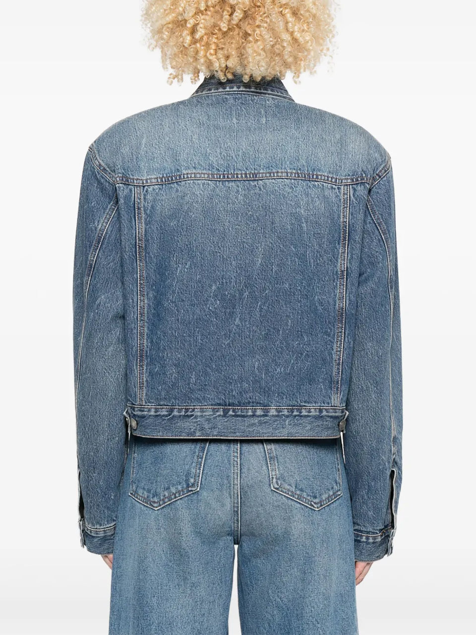 button-fastening denim jacket