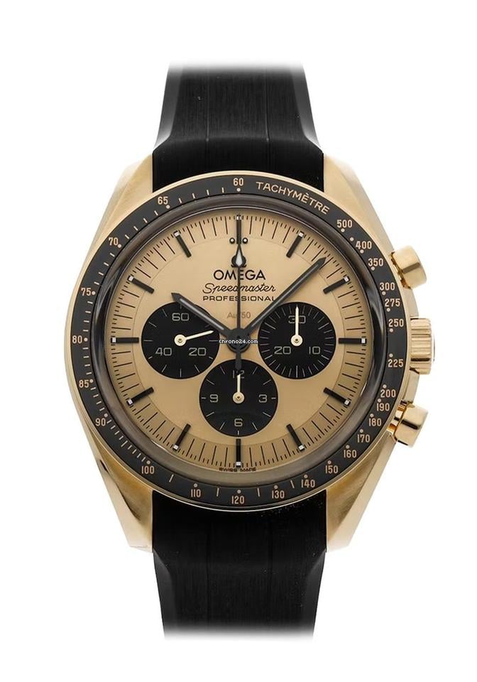 Omega Speedmaster Professional Moonwatch42mm Gold Case Yellow Pickachu Dial Rubber Strap 310.62.42.50.99.001 NEW - Warranty start: 2026