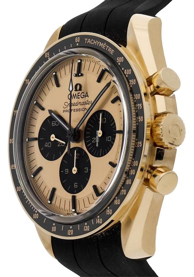 Omega Speedmaster Professional Moonwatch42mm Gold Case Yellow Pickachu Dial Rubber Strap 310.62.42.50.99.001 NEW - Warranty start: 2026