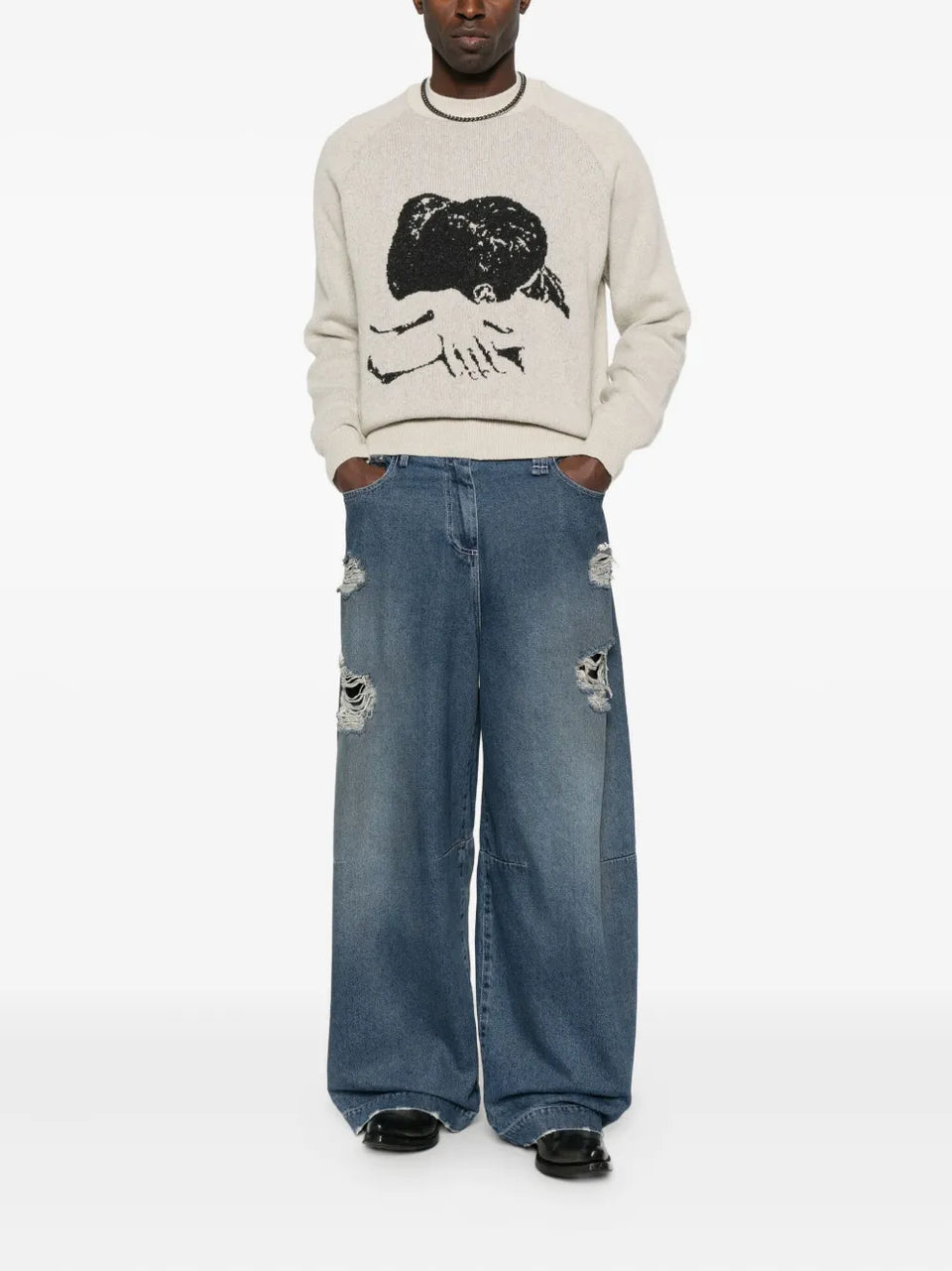 intarsia-knit crew-neck sweater